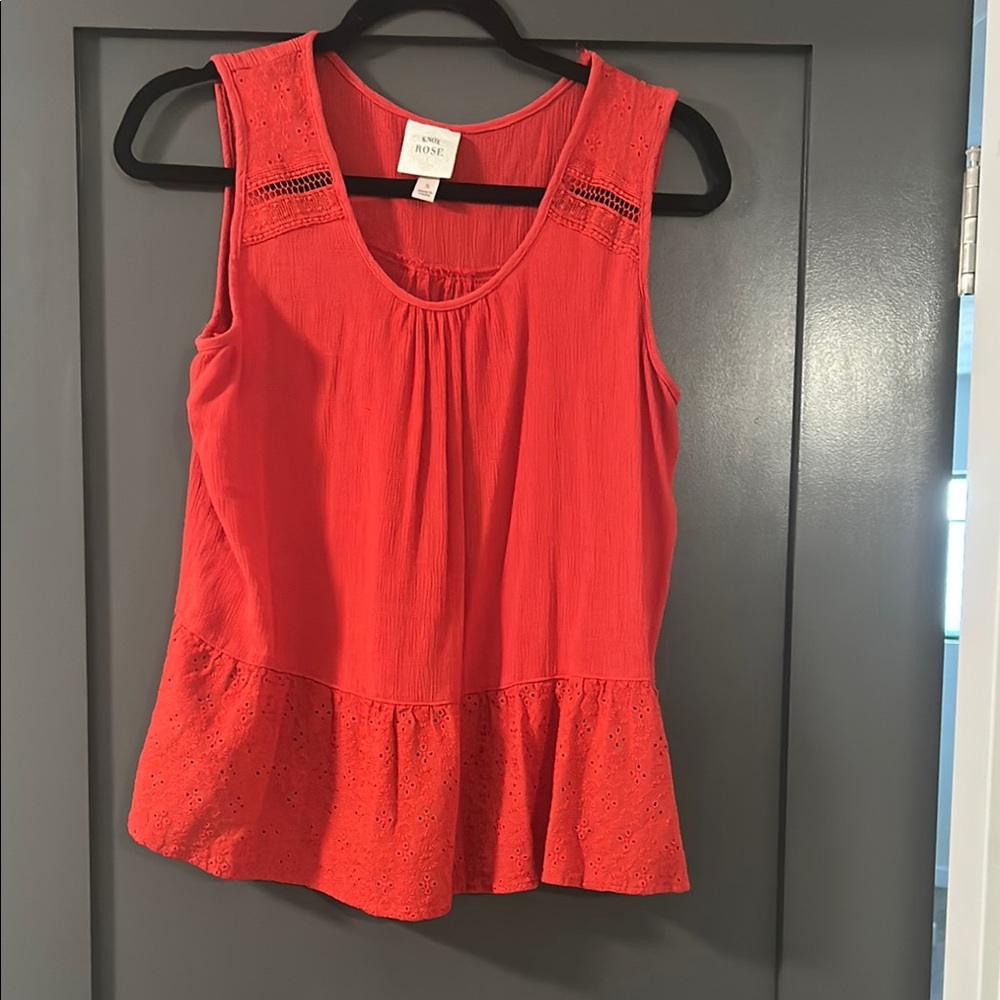 Knox Rose Orange Peplum Tank Top Sleeveless